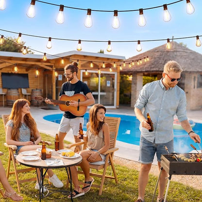 200FT Outdoor String Lights with Remote & Dimmable, 72+2 Shatterproof Waterproof Bulbs, Dimmable Outside Hanging Patio Lights for Backyard, Porch, Deck, Garden 2700K Warm White