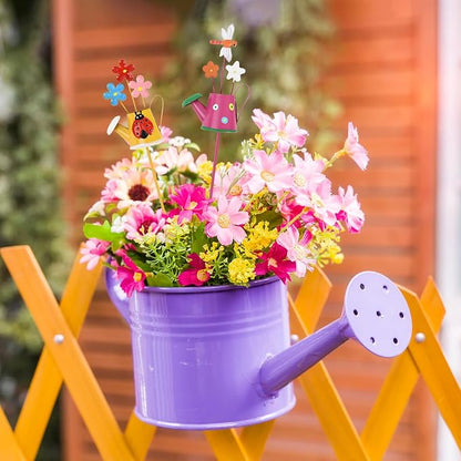 Decorative Garden Stakes Set Metal Garden Ornaments Waterproof Decorations for Indoor Outdoor Yard Patio Plant Pot (Watering can-4PCS)