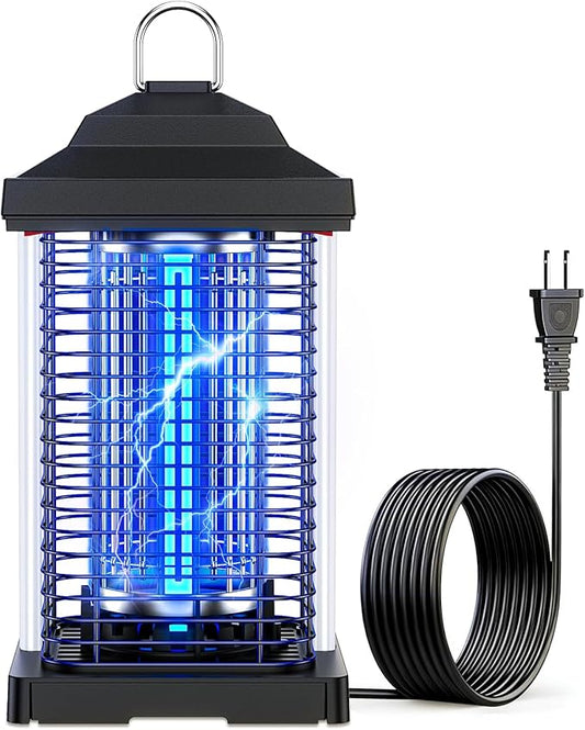 Bug Zapper Outdoor, Dual Wavelength UV 50000H Lifespan & Dual LED Lamps, 1/2 Acre Coverage, 5 Zaps/Sec, 4200V Electric Mosquito Zapper, IPX4 Waterproof Fly Trap for Indoor Patio Backyard