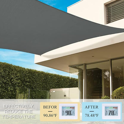 90% Outdoor Sun Shade Cloth, 8' x 8', Pergola, Deck, and Backyard Patio Sunshade with UV Protection, Heat Resistant HDPE Material, Reinforced Grommets (8x8 FT, Grey)