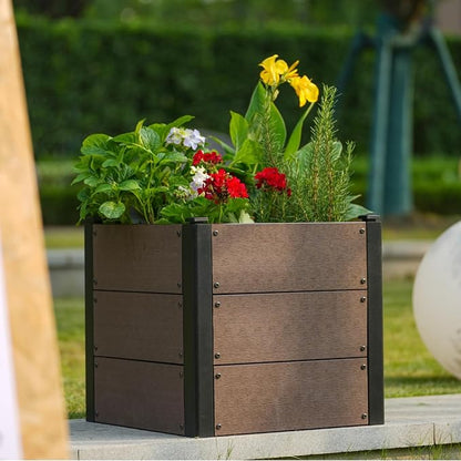 Garden Raised Bed, 19*19*18in Deep Root Planter Box for Patio, Outdoor Herb with Bottom, Vegetable, and Flower Gardening - Durable Wooden Style Planter Box for Easy Mobility and Clearance