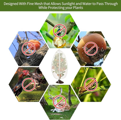 2 Pcs 6x6ft Fruit Tree Covers with Zipper and Drawstring,Nets to Protect Garden Blueberry Bushes from Birds and Insects, Fruit Tree Netting for Vegetable
