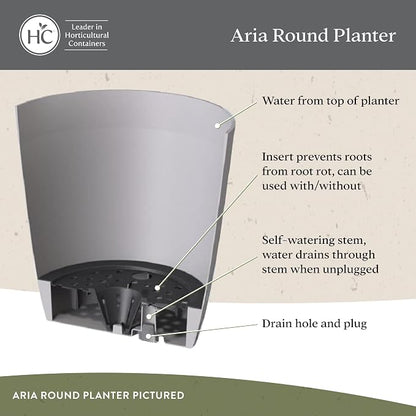 The HC Companies Aria Round Self-Watering Pot - Lightweight Plastic Planter for Herbs & More - Durable Plant Pots for Indoor Plants & Outdoor Plants (10" Glossy Avocado, Pack of 1)