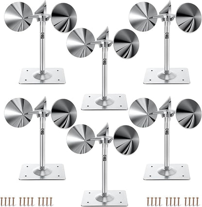 6 Pack Reflective Spinning Bird Deterrent, Wind Powered Aluminum Bird Repeller Deterrent Devices Outdoor, Repels All Birds Pigeons Sparrows Woodpeckers for Garden Railing Roof Adjustable Neck