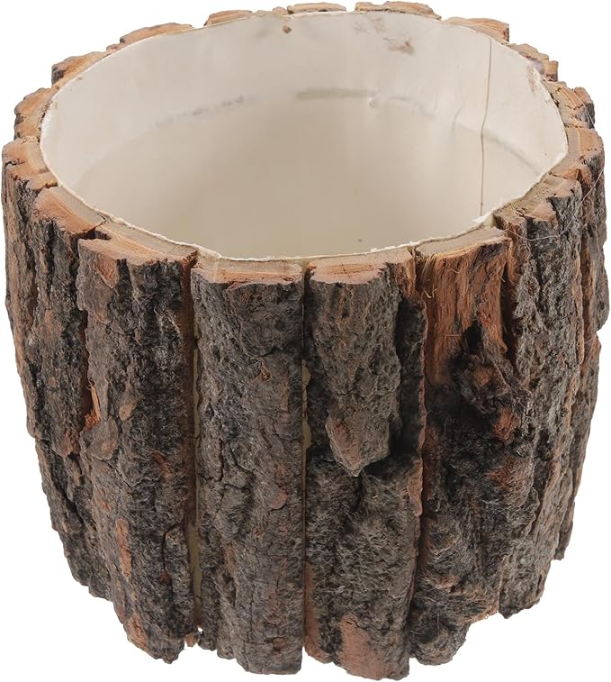 Yardwe Wooden Centerpiece for Table, Natural Tree Stump Planter 6.68 x 5.31 in, Rustic Wood Vase for Dried Flowers, Faux Plants and Home Decor