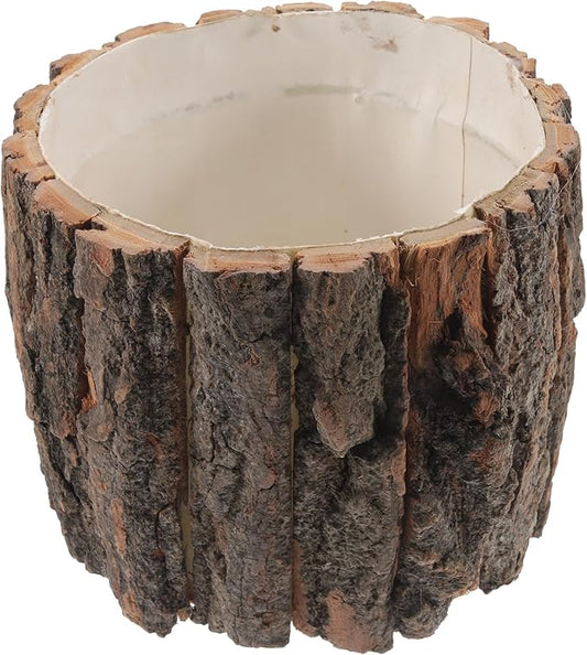 Yardwe Wooden Centerpiece for Table, Natural Tree Stump Planter 6.68 x 5.31 in, Rustic Wood Vase for Dried Flowers, Faux Plants and Home Decor