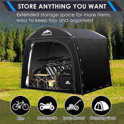 Bike Storage Tent,98*59*79 In,Outdoor Portable Storage Tent,Made of 210D Oxford Cloth PU4000mm Waterproof Fabric, Storage Shed for 2-4-6 bike,Motorcycles,Garden Tools,Lawn Mower,Various Tools