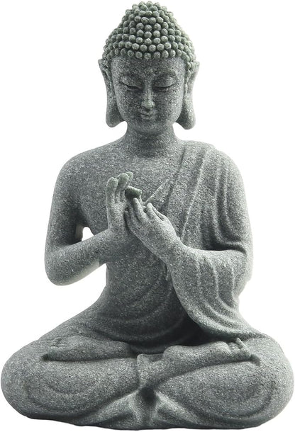 Garden Buddha Resin Stone Statue for Outdoor and Indoor Zen Decor Sandstone Effect Lawn Ornament for Home and Garden Landscaping or Meditation Space(C)