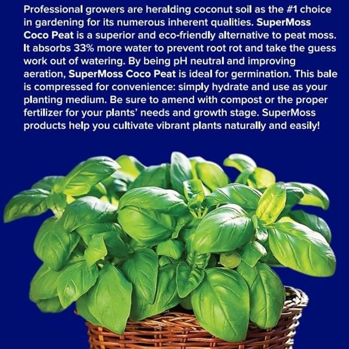 Super Moss (23277) Coco Peat Soil, Mini Bale (0.6 ft3)