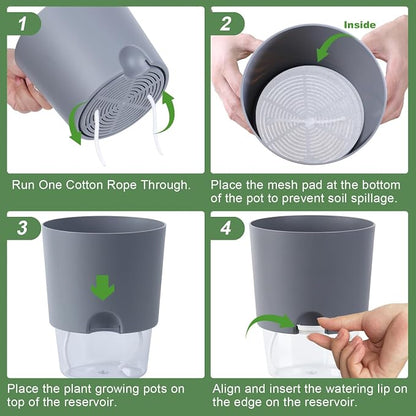 Oliz Self Watering Planters for Indoor Plants : 6 inch 3 Pack White African Violet Self Watering Flower and Herb pots
