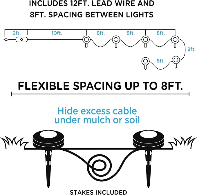 Enbrighten LED Ground Lights, 6 Path Lights, 40ft, Color Changing, Remote Control, Outdoor Path Lighting, Landscape Lighting for Yard, Garden, Patio, Walkway, 56067-S1