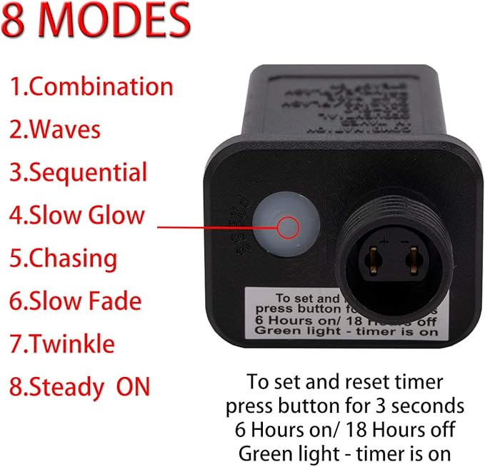 AWQ 100LED 81 FT C9 Christmas String Lights Plug in Fairy Twinkle String Lights 8 Modes Timer Function Waterproof Extendable for Indoor Outdoor Wedding Party Christmas Decoration (100, Warm White)