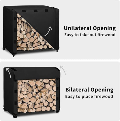 Easy-Going 4 Feet Outdoor Log Rack Cover Waterproof Weatherproof Firewood Cover with Openable Front Flap, (Cover Only, Rack Not Included)