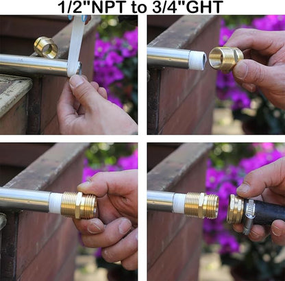 SIGURANTA Garden Hose Connectors, 3/4" GHT Male & 3/4" NPT Male Adapter - Brass Heavy Duty, Rust Proof Fittings for Pipe to Hose Conversion (3 Pack)