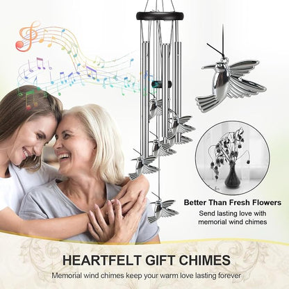 Virekm Windchimes,Hummingbird Wind Chimes for Outside,Bird Wind Chime Outdoors Clearance Sympathy Memorial Gift Windchimes for Patio Decoration, Garden Decor. Zen Garden Decor（Hummingbird）