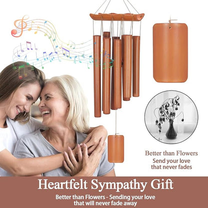 Virekm Bamboo Wind Chimes for Outside, Small Sympathy Wind Chimes Bamboo Windchimes Outdoors with Natural Sounds, Gifts Windchime Indoor Outdoor Decorations for Patio Porch Garden and Backyard