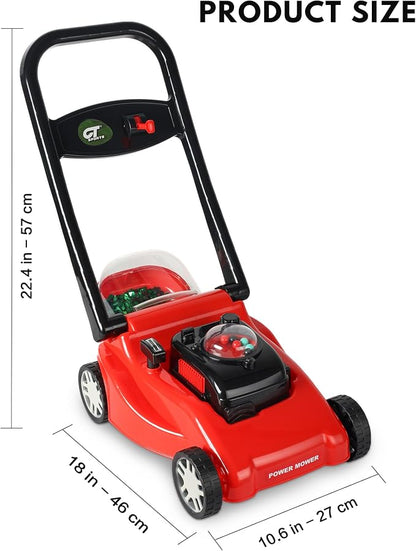 Kids Lawn Mower with Realistic Grass-Cutting Action and Sounds – No Batteries Required | Fun Outdoor Push Toy, Birthday Gift & Holiday Present for 3, 4, 5, 6 Year Old Boys and Girls (Red)