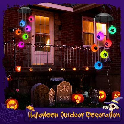 Winzwon Halloween Decorations Outside Solar Outdoor Lights Waterproof Eyeballs Wind Chimes for Party Yard Porch Patio Home Window Indoors Hanging Mobile Decor | Waterproof Eyeballs Decor Wind Chimes for Party Yard Porch Patio Home Window Indoors Hangin...
