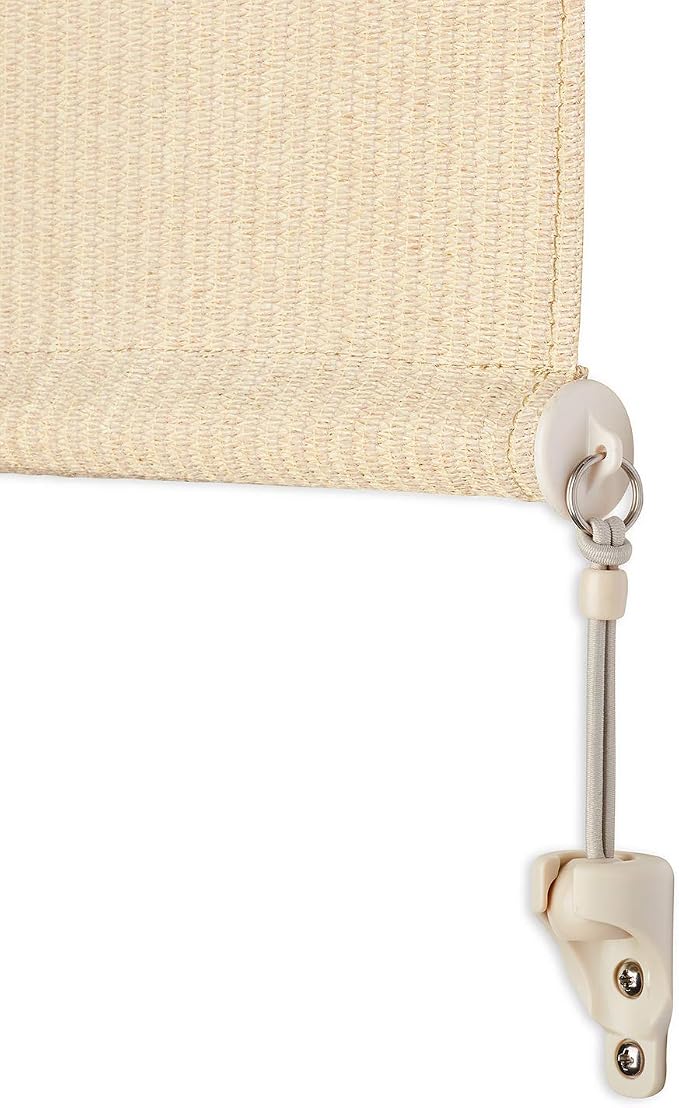 Coolaroo Outdoor Roller Shade with Wand - 80% UV Block Breathable Light Filtering Shade for Patio or Porch, Fade-Resistant, Easy-Clean Fabric, 8ft x 6ft, Sesame