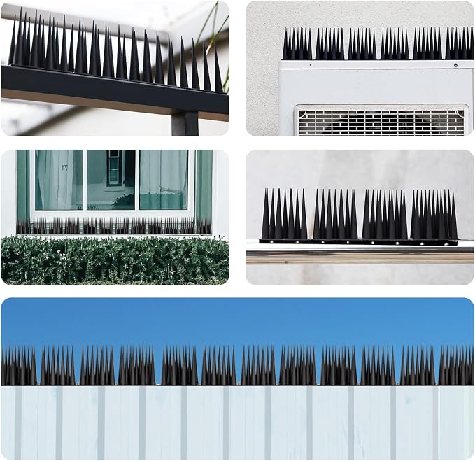 OFFO Bird Spikes Pigeon Outdoor Spikes for Cat Keep Birds Raccoon Woodpecker Away Covers 20 Feet(6.1m), Black