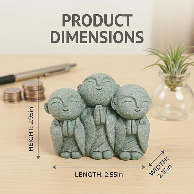 LIYAOLI Sandstone Mini Monk Buddha Statue, Fish Tank Decor Aquarium Ornament for Betta Tank, Zen Feng Shui Sculpture for Home Office Car Garden Decoration, Good Luck Wealth