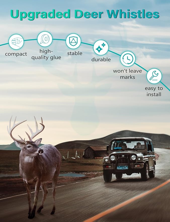 Elook Upgraded Deer Whistles for Car,Three-Horn,8 Pack | Save Deer Horn,for Vehicles,Trunks,Motorcycle,Patented Product