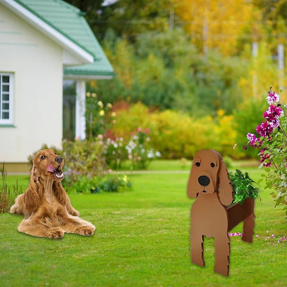 Brown Cocker Spaniel Dog Planter Pots, 9.45 x 9.17 x 13.39 Inches | Dog Flower Pot, Cute Animal Shaped Plant Pot, Gifts for Women & Pet Lovers, Indoor Outdoor Garden Home Office Decor