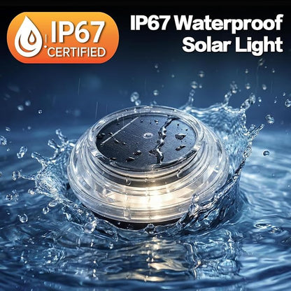 Solar Driveway Lights 8 Pack, Solar Walkway Lights Outdoor IP67 Waterproof, Solar Ground Lights Lighting for Yard Path Step Sidewalk Stair Pathway（Warm White）