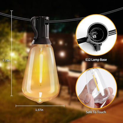 SANBEN 50ft Solar String Lights with Remote, 25+1 Bulbs Solar Patio Lights Outdoor Waterproof, Solar Powered Dimmable Deck Lights for Garden Porch Party