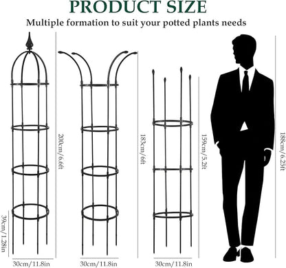WellSign 2Pack Obelisk Trellis for Climbing Plants Outdoor 6.6ft, Garden Tower Trellis for Potted Plants Indoor with Twist Tie, Clips and Butterflies Rustproof Coated Metal Support for Vines Rose
