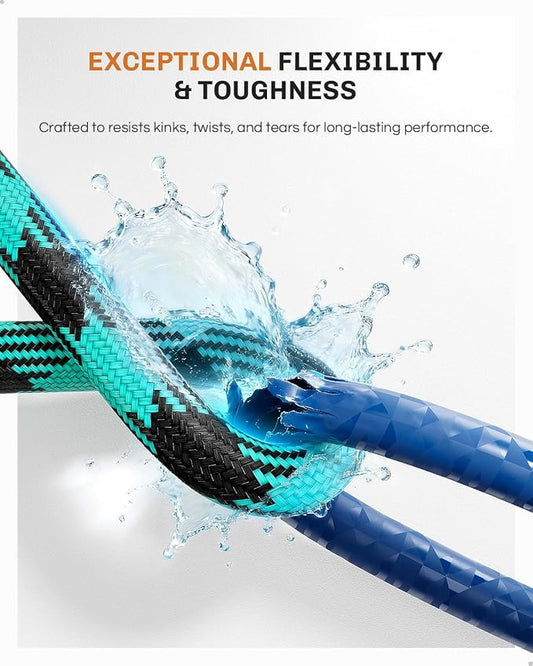 WELLUCK 50 FT Garden Hose - Ultra-Strong 3750D, Flexible Water Hose, Lightweight Non-Expanding hose with 10 Function Sprayer, Leak proof, Pressure Resistant for Yard, Outdoor