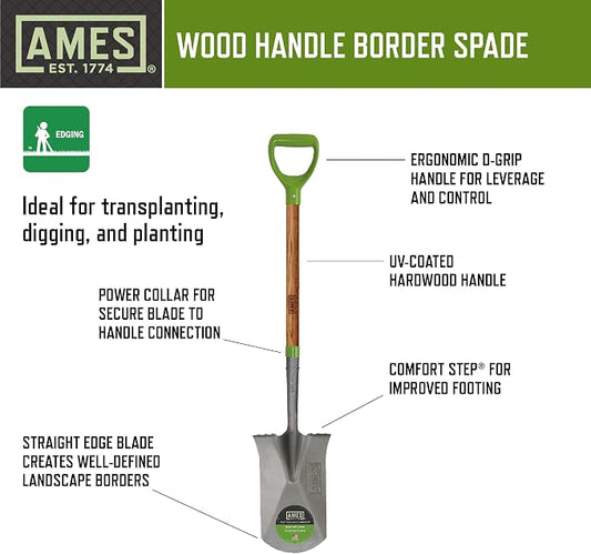 AMES 3-pc. Small Spaces Gardening Kit with Border Spade, Digging Fork, and Round Point Shovel