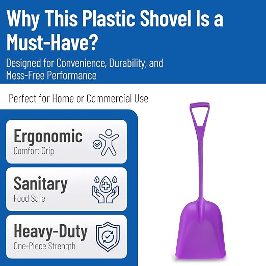 SPARTA Polypropylene Sanitary Shovel, One-Piece Food Handling Scoop, Commercial Kitchen and Bulk Ingredient Transfer Tool, 13.75" x 16.5" Scoop, Purple (Pack of 3)