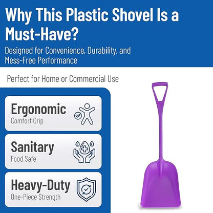 SPARTA Polypropylene Sanitary Shovel, One-Piece Food Handling Scoop, Commercial Kitchen and Bulk Ingredient Transfer Tool, 13.75" x 16.5" Scoop, Purple