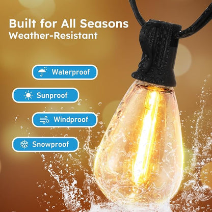 GvvooHome S11 LED Outdoor String Lights 200FT, Shatterproof & Waterproof Patio Lights with 62 Plastic Bulbs for Porch, Deck, Garden, Backyard, Balcony, 2700K Dimmable