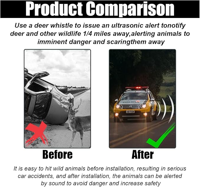 JOYCOURT Deer Whistles for Car, Deer Warning Repellent Devices with Vehicles, Deer Repellent Devices Animal Alert Horn for Cars, Deer Whistles Warning Devices for Cars