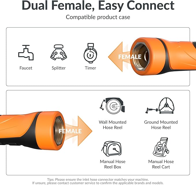 Giraffe Tools Garden Hose 5/8", Water Hose Heavy Duty, Flexible, Lightweight Hybrid Hose with Swivel Handle, 10ft Female to Female Fittings, Burst 600 PSI, Short Leader Hose