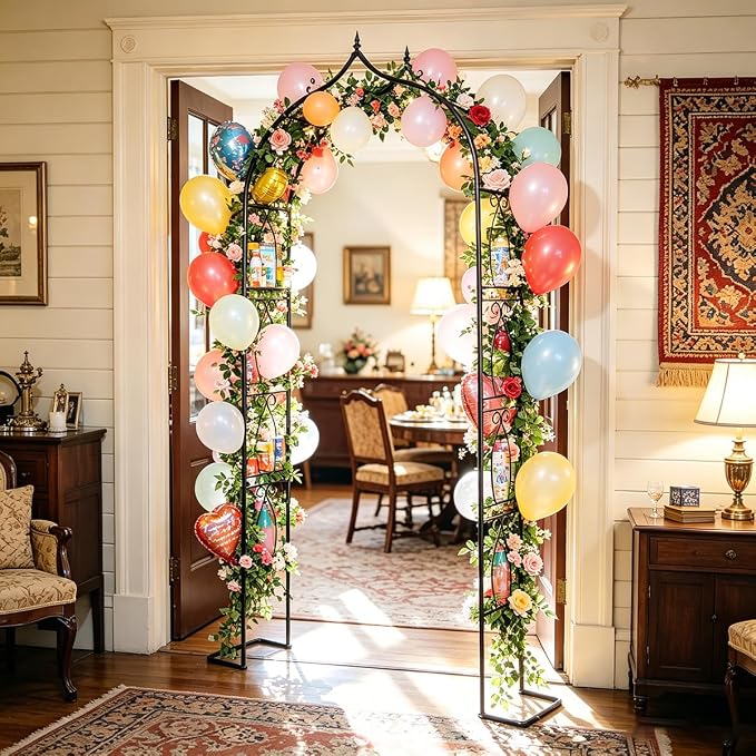 Metal Garden Arbors 93" Thickened Arch Trellis for Climbing Plants | Outdoor Arbor with Base Rustproof Metal Frame Trellises Yard Entrance Wedding Arched Backdrop Stand Party Event Decoration