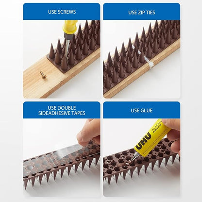 CIIC Bird Spikes, 40 Pack Pigeon Squirrel Raccoon Cat Deterrent Spike Outside Anti Birds Defender Outdoor to Keep Robin Away Roof Fence Window Nest 37.6 Feet(11.4m), Brown