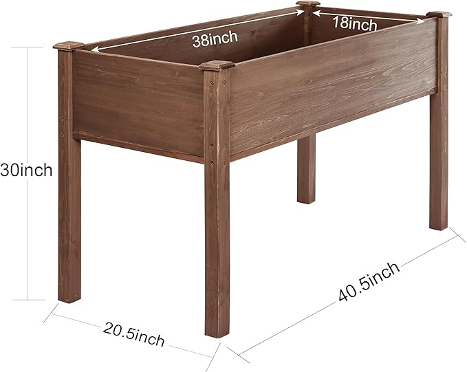 LZRS Raised Garden Bed Outdoor Planter Box with Legs for Herbs, Vegetables, Flowers, Great for Outdoor Patio, Yard and Deck, 220lb Capacity, Brown