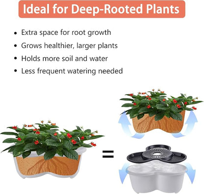 VECELO 7 Tier Vertical Garden Planter, Self Watering Stackable Planters with Wheels for Strawberries, Herbs, Flowers, Vegetables, White