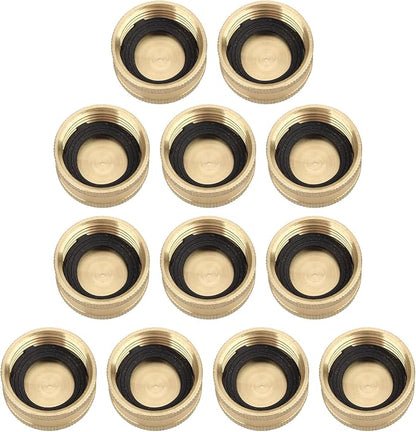 12PCS 3/4" Garden Hose Cap Garden Hose Connector Brass Cap with Washer Female Fitting Cap