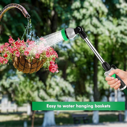 RESTMO Heavy Duty Metal Hose Wand, Watering Wand for Garden Hose | 180° Swivel Ratcheting Head, 16'' Hose Sprayer, 7 Spray Patterns, Flow Control, Ideal for Hanging Baskets & Shrubs
