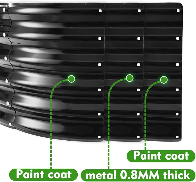 YSEJOMP 17" Tall 40" Diameter Round Raised Garden Bed Kits Outdoor Black | 1.5 FT Tall,3.3FT Planter Bed for Flowers,Herbs,Vegetables,Trees,0.8MM Thick Galvanized Metal Painted,with Gloves,Tool free