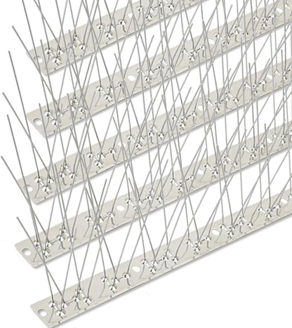 Bird Spikes Stainless Steel 100ft Coverage 93 Pack for Pigeons Small Birds Outdoor Use Bird Prevention Strips for Fence Crows Woodpeckers with 304 Stainless Steel Pins and Base Not Rusty