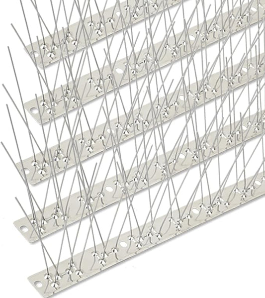 Bird Spikes Stainless Steel 60ft Coverage 56 Pack for Pigeons Small Birds Outdoor Use Bird Prevention Strips for Fence Crows Woodpeckers with 304 Stainless Steel Pins and Base Not Rusty