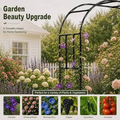 Garden Arch, 126''x94.5'' Arbor Trellis, Trellis for Climbing Plants Outdoor, Garden Arch Arbor for Flower, Climbing Vine Vegetable, Fruit and Lawn(Black)