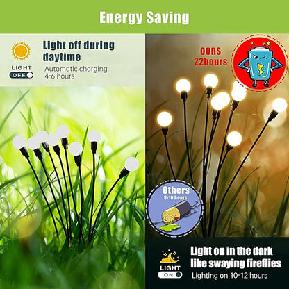 Flumy Solar Garden Lights Outdoor - 8 Pack 64 LED Firefly Lights Waterproof, Garden Decorations for Yard Patio Pathway Lawn Outside, Unique Gifts for Grandma Women, Solar Decor Warm White