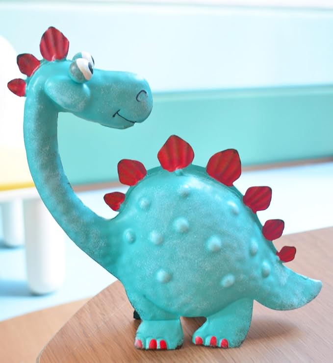 Metal Dinosaur Garden Statues Decor | Handpainted Outdoor Garden Decor, Yard/Indoor Shelf Decor,Garden Lovers Gift