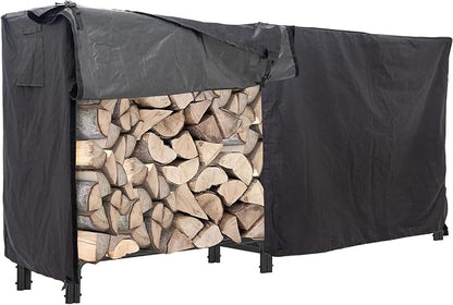 Heavy Duty Waterproof 600D Oxford Fabric Firewood Log Rack Cover, Black, 8-Feet